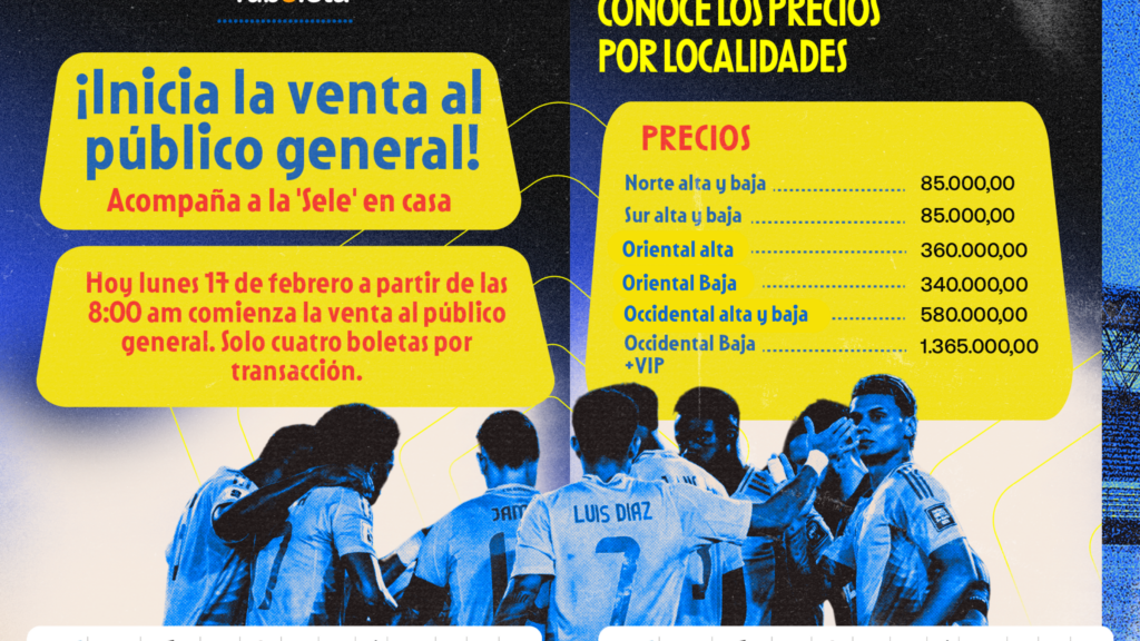 Colombia vs. Paraguay, Clasificatorias al Mundial de la FIFA 2026: ¡Hoy inicia la venta al público general!