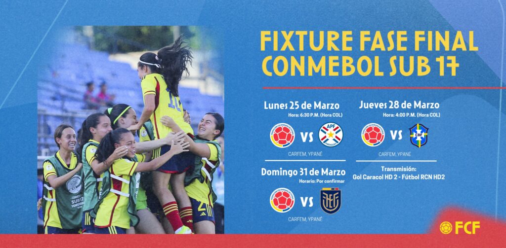 Selección Colombia Femenina la fase final del CONMEBOL Sudamericano Sub 17